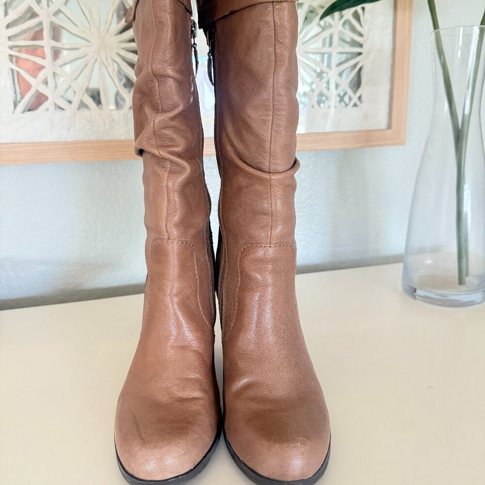 Guess Tall Wedge Boot Caramel Color Size 6.5 - image 3